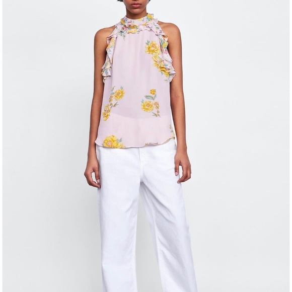 Nwt Zara floral print halter neck top In Women - Picture 8 of 8